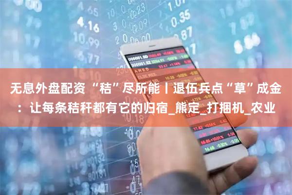 无息外盘配资 “秸”尽所能丨退伍兵点“草”成金：让每条秸秆都有它的归宿_熊定_打捆机_农业