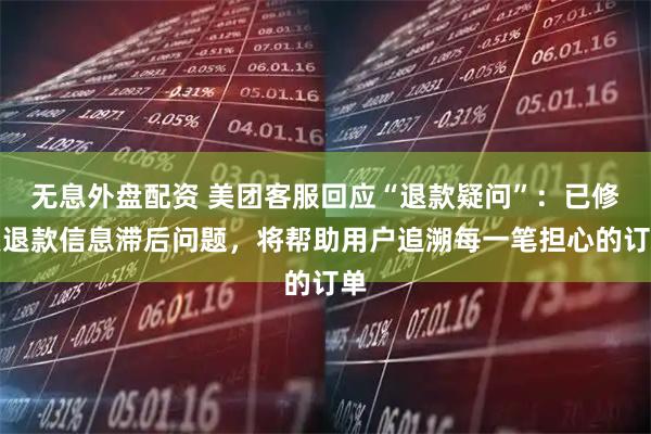 无息外盘配资 美团客服回应“退款疑问”：已修复退款信息滞后问题，将帮助用户追溯每一笔担心的订单